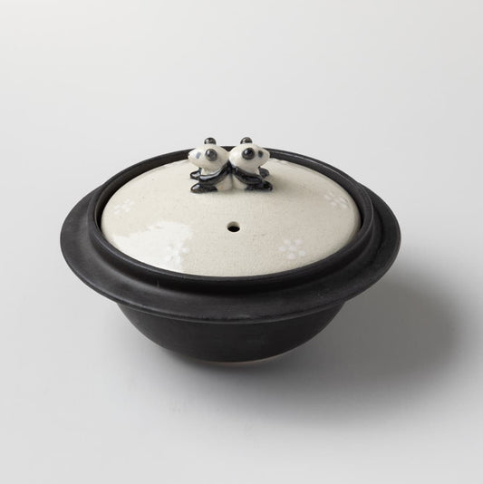 ふたごパンダ土鍋 500cc Two pand's handle ceramic pot 500㏄