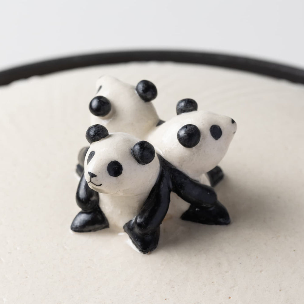 三つ子パンダ 土鍋 Three pand's handle ceramic stew pot