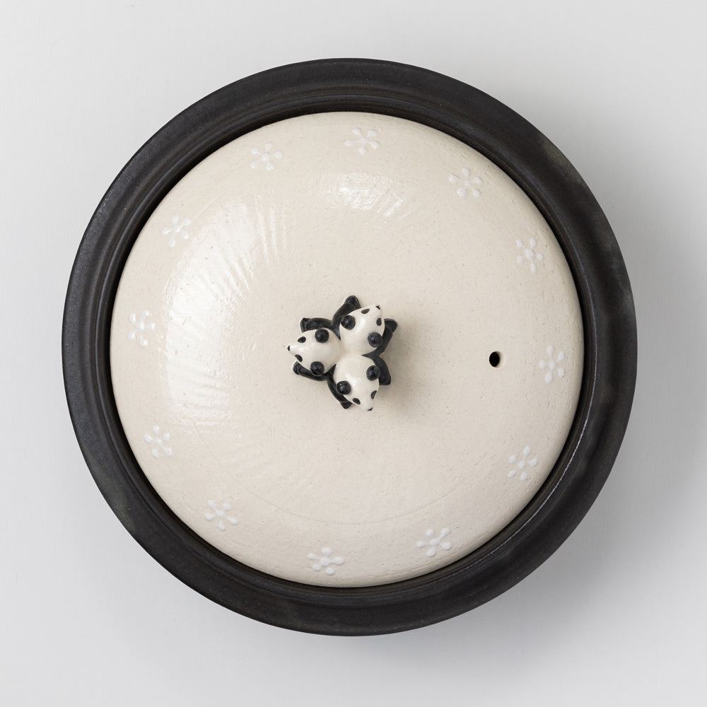 三つ子パンダ 土鍋 Three pand's handle ceramic stew pot