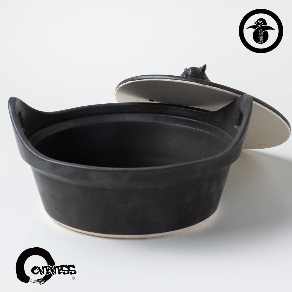 Donabe by Makoto Makita French Bulldog rid wood handle ceramic stew pot/牧田亮　フレンチブルドッグ土鍋　French Bulldog rid wood handle ceramic stew pot　Donabe　