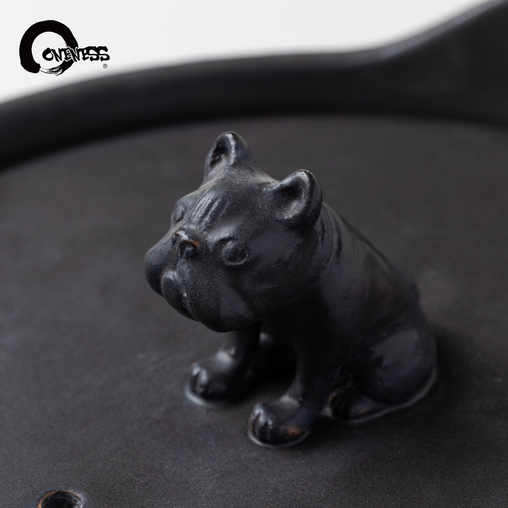 Donabe by Makoto Makita French Bulldog rid wood handle ceramic stew pot/牧田亮　フレンチブルドッグ土鍋　French Bulldog rid wood handle ceramic stew pot　Donabe　