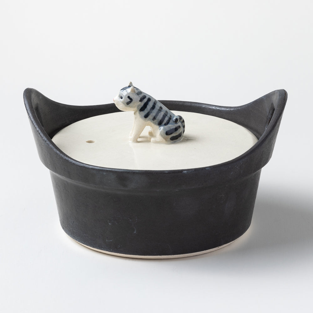 牧田亮 猫土鍋 cat rid wood handle ceramic stew pot Donabe – 株式